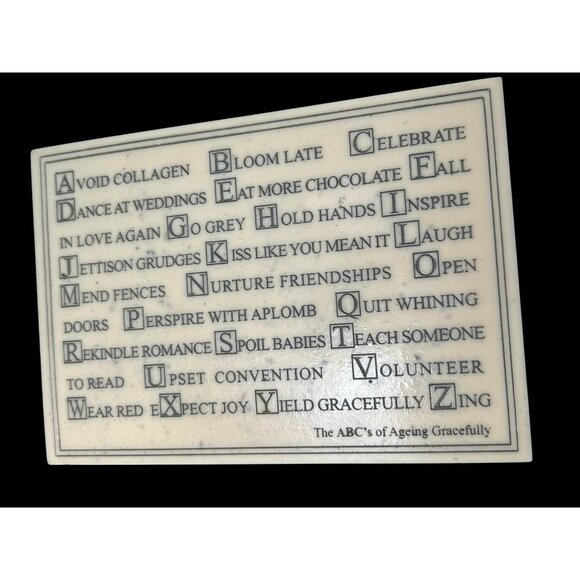 Jewelry Trinket Box etched “The ABC's of Ageing Gracefully” Marble Signed 2005 - Picture 4 of 10